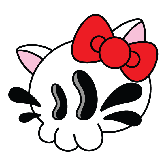 Holographic Glitter Hello Kitty Nobody Skull Sticker