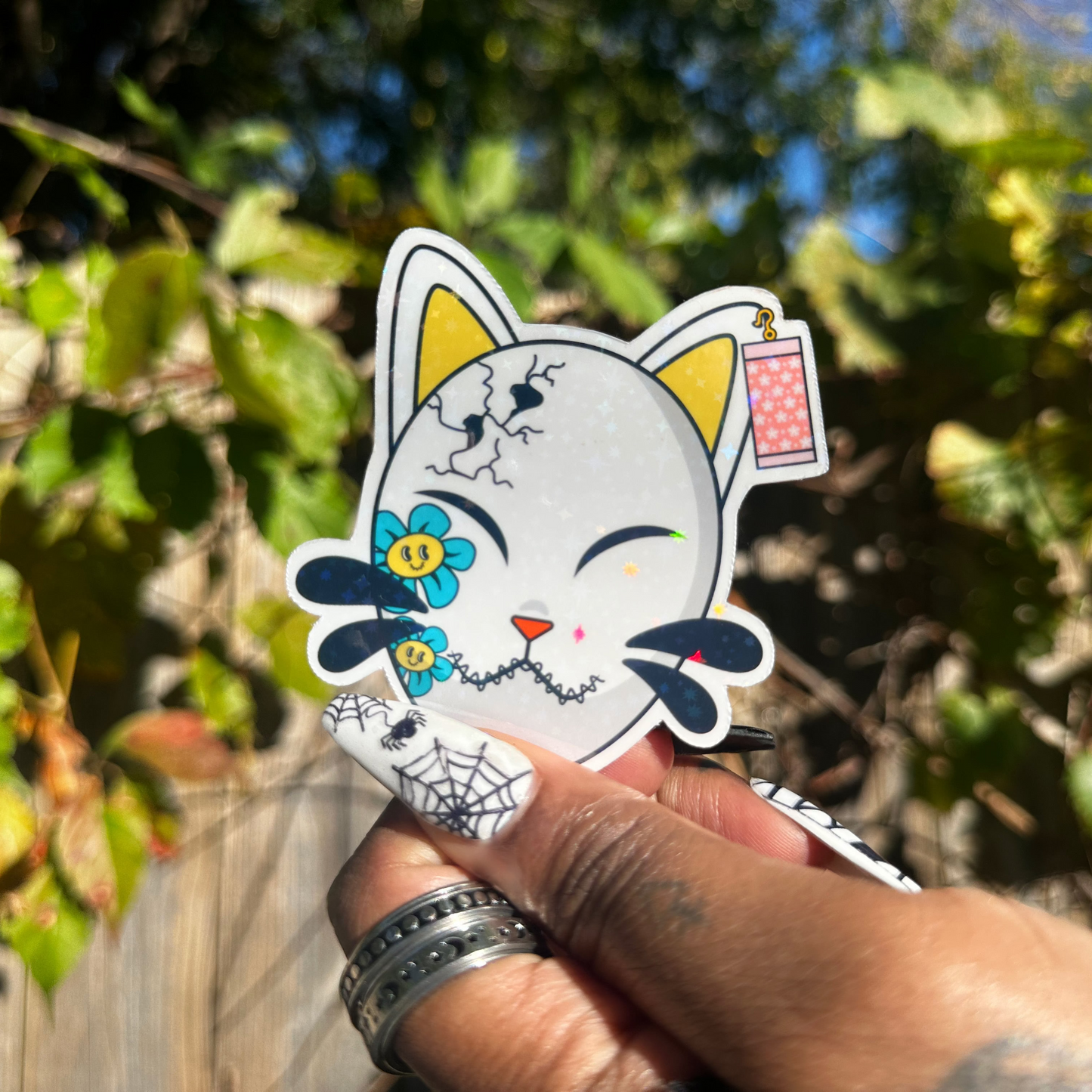 Holographic Glitter Demon Slayer Makomo Kitsune Sticker