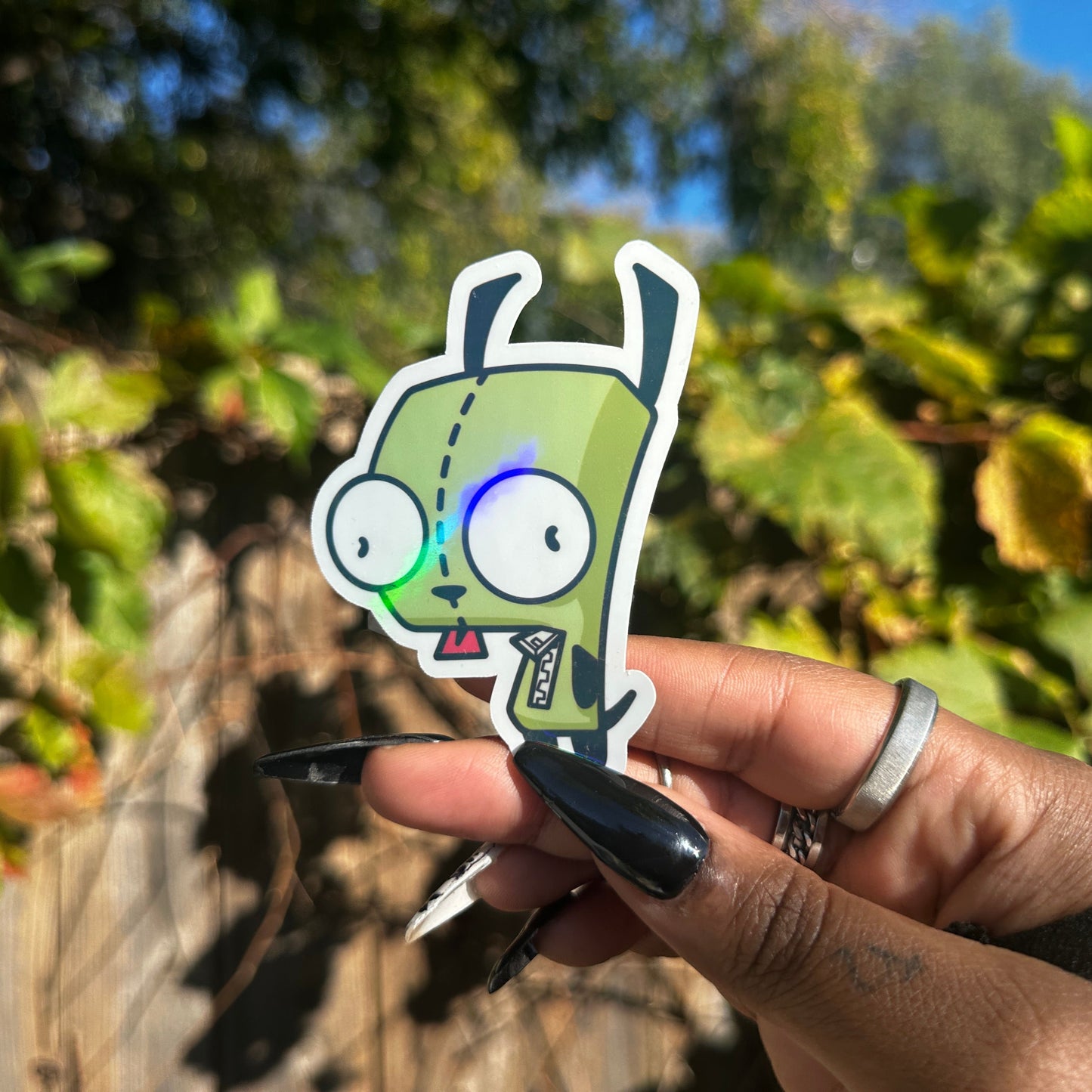 Holographic Glitter Invader Zim Gir Sticker