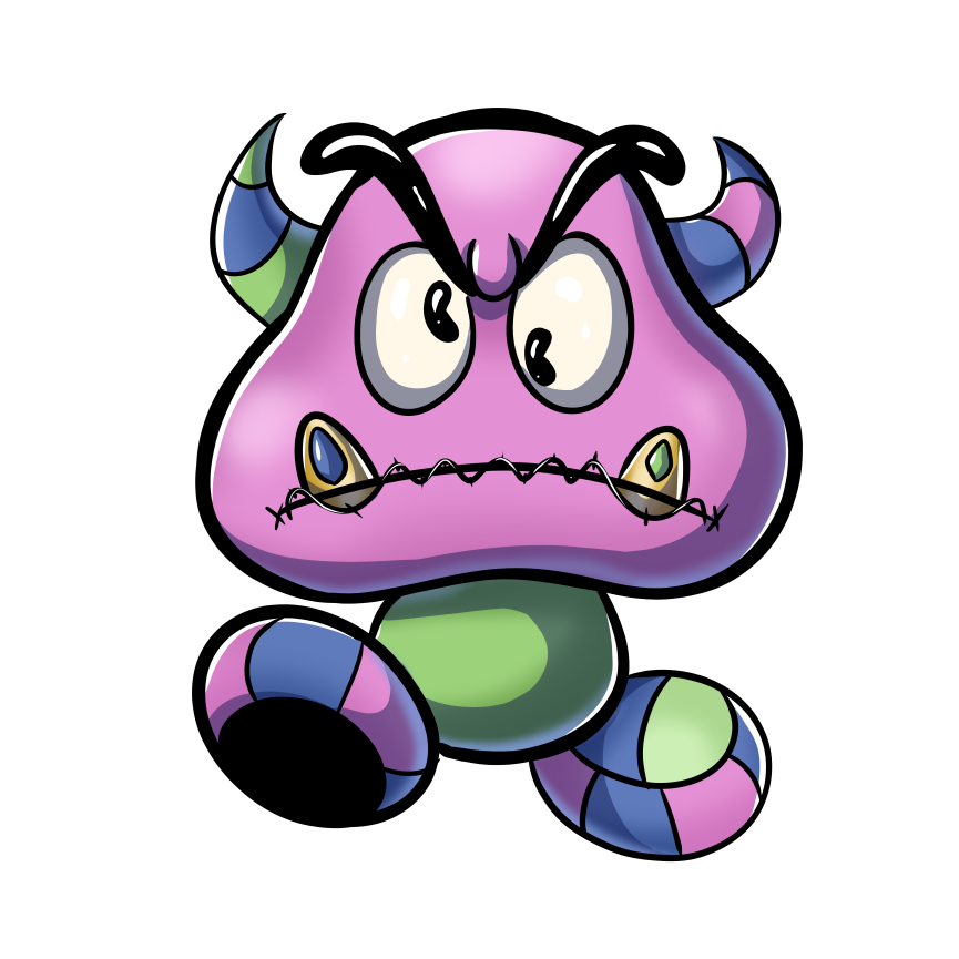 Holographic Glitter SpkXEvl x Mario Villain Mashup Goomba Sticker