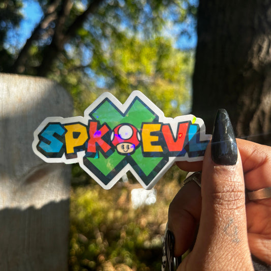 Holographic Glitter SpkXEvl x Mario Bros Logo Sticker