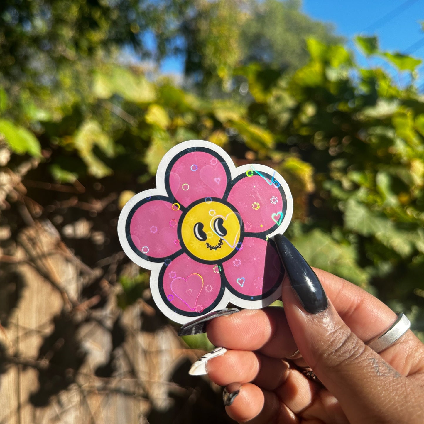 Holographic Glitter Flower Sticker