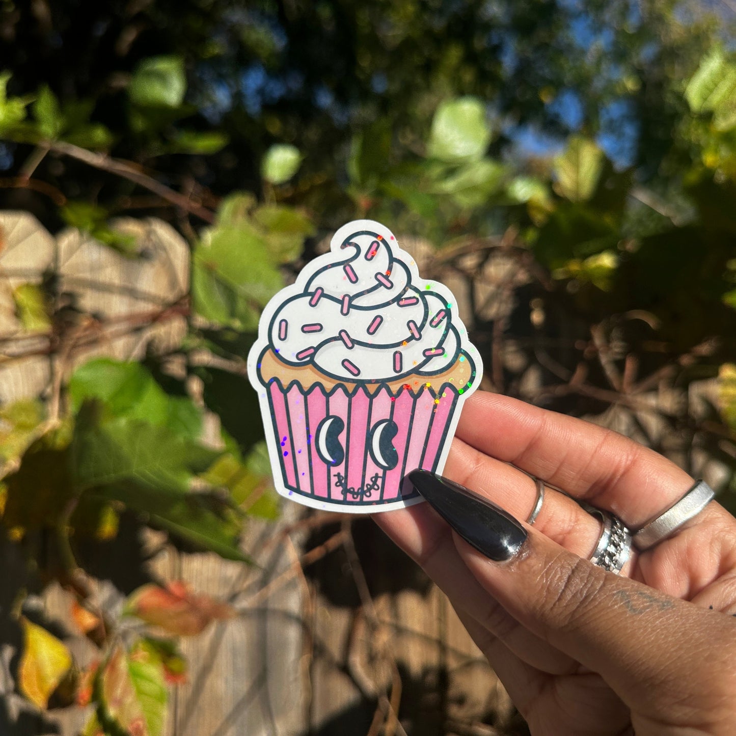 Holographic Glitter Cupcake Sticker