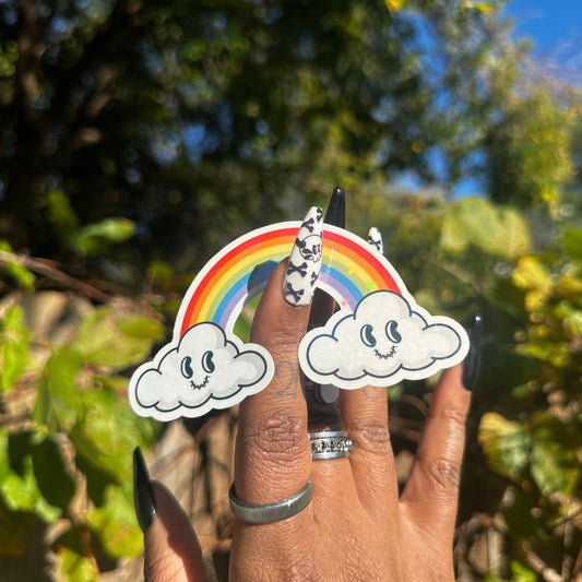 Holographic Glitter Rainbow Cloud Sticker