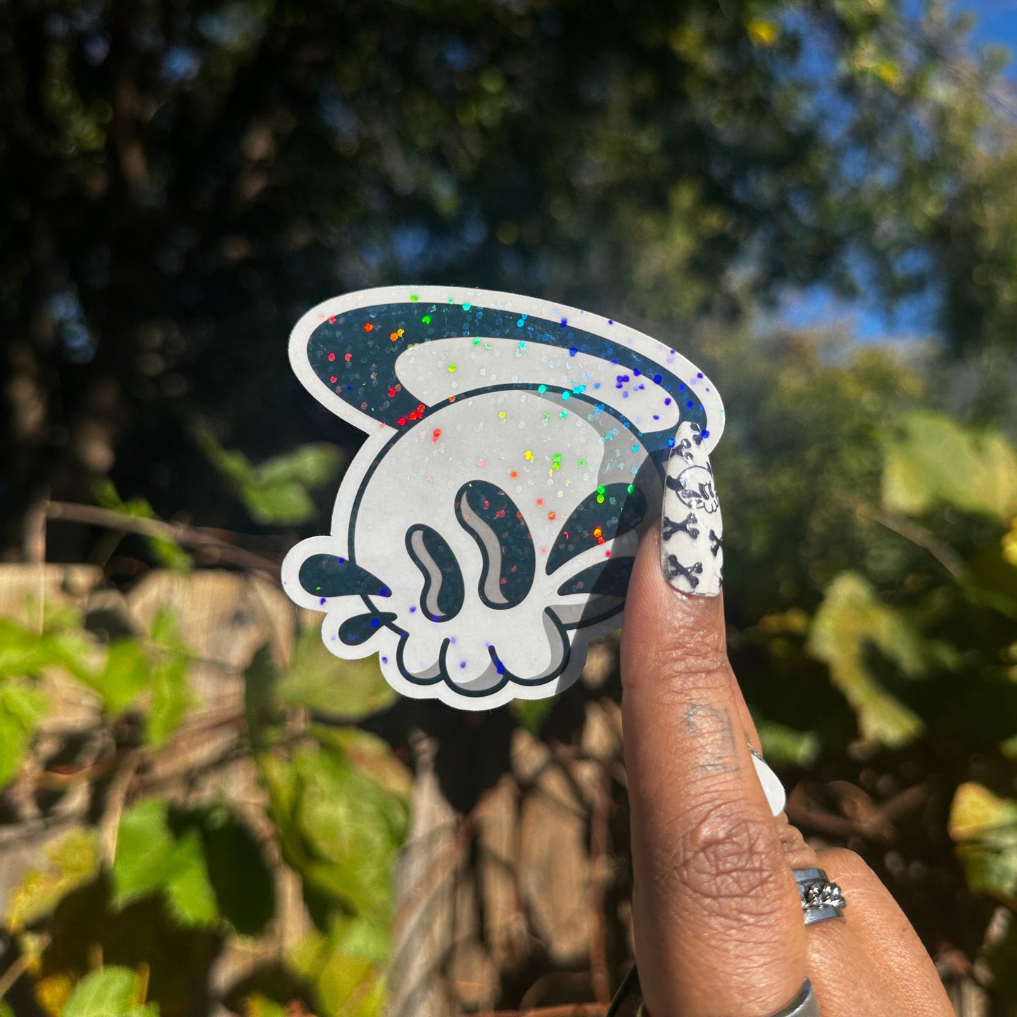 Holographic Glitter Angel Nobody Skull Sticker