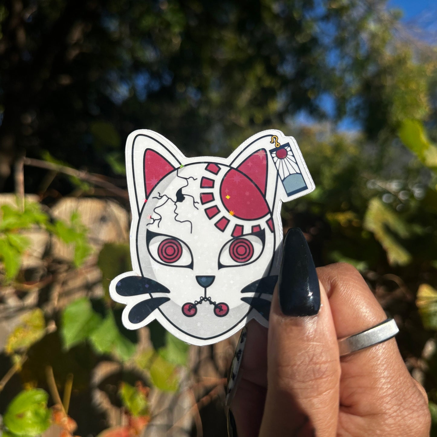 Holographic Glitter Demon Slayer Tanjiro Kitsune Sticker