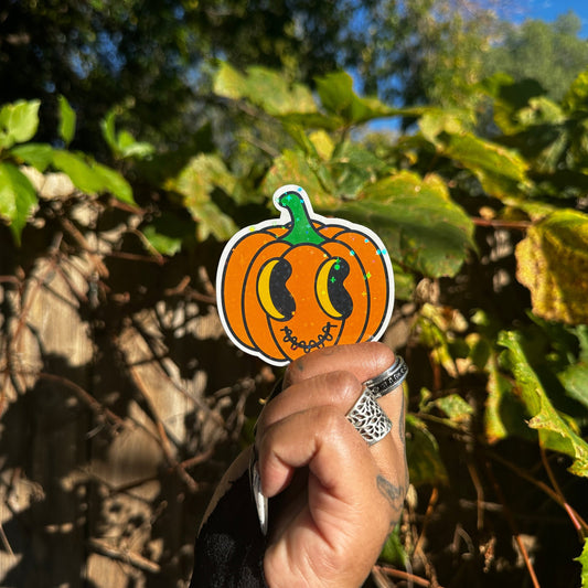 Holographic Glitter Pumpkin Sticker