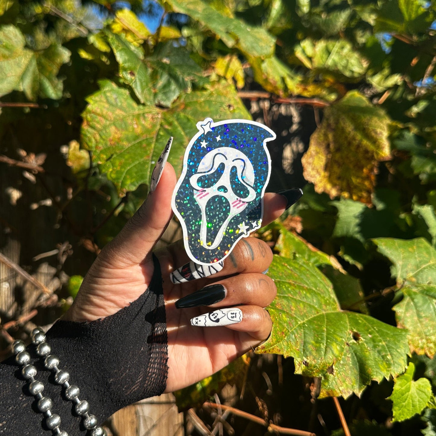 Holographic Glitter Shy Scream Face Sticker