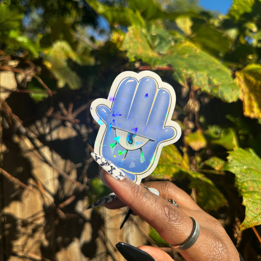 SpkxEvl Holographic Glitter Evil Eye Hamsa Sticker