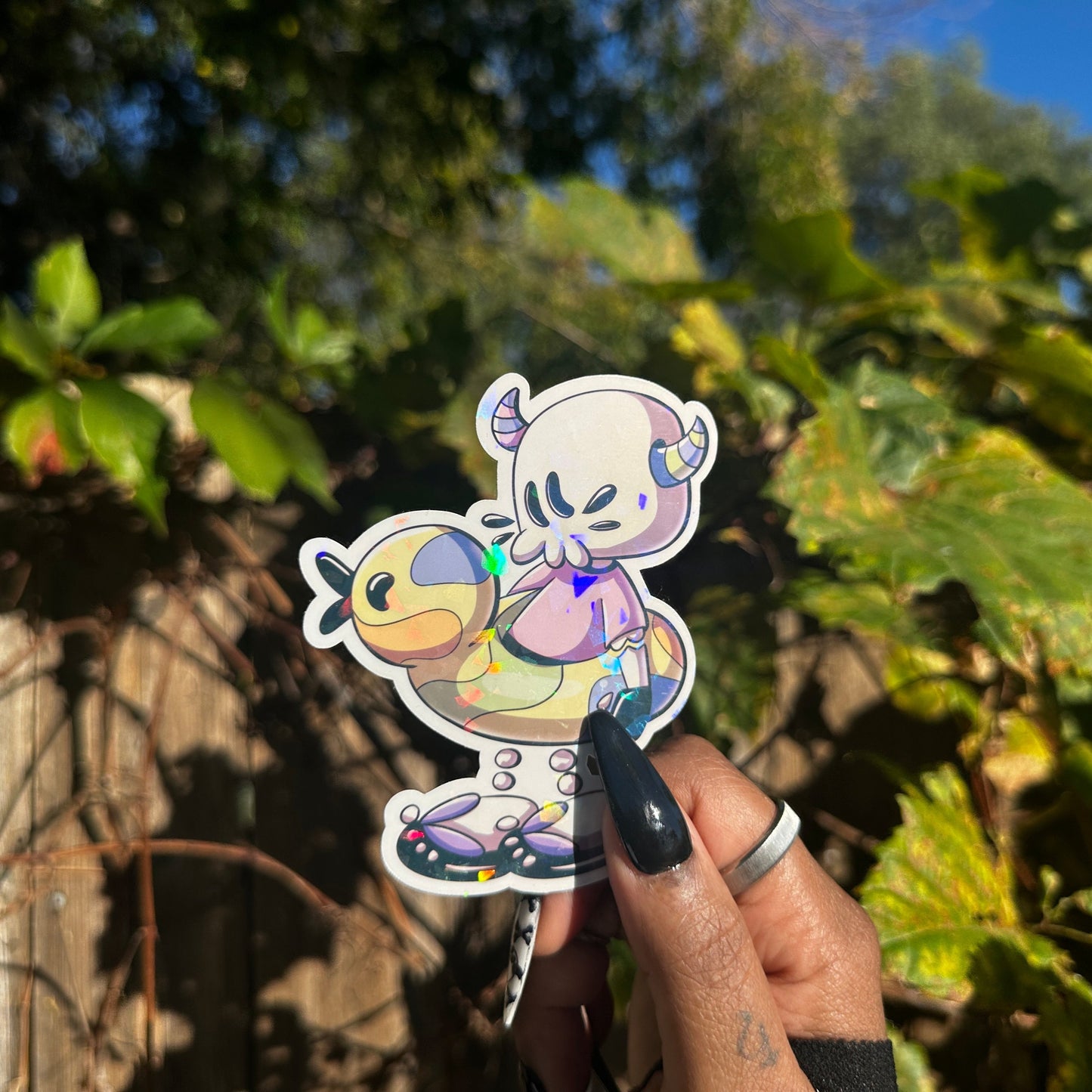 Holographic Glitter Vinyl Ducky Nobody Sticker