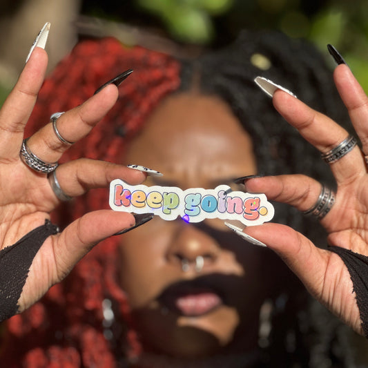 Holographic Glitter "Keep Going" Rainbow Sticker