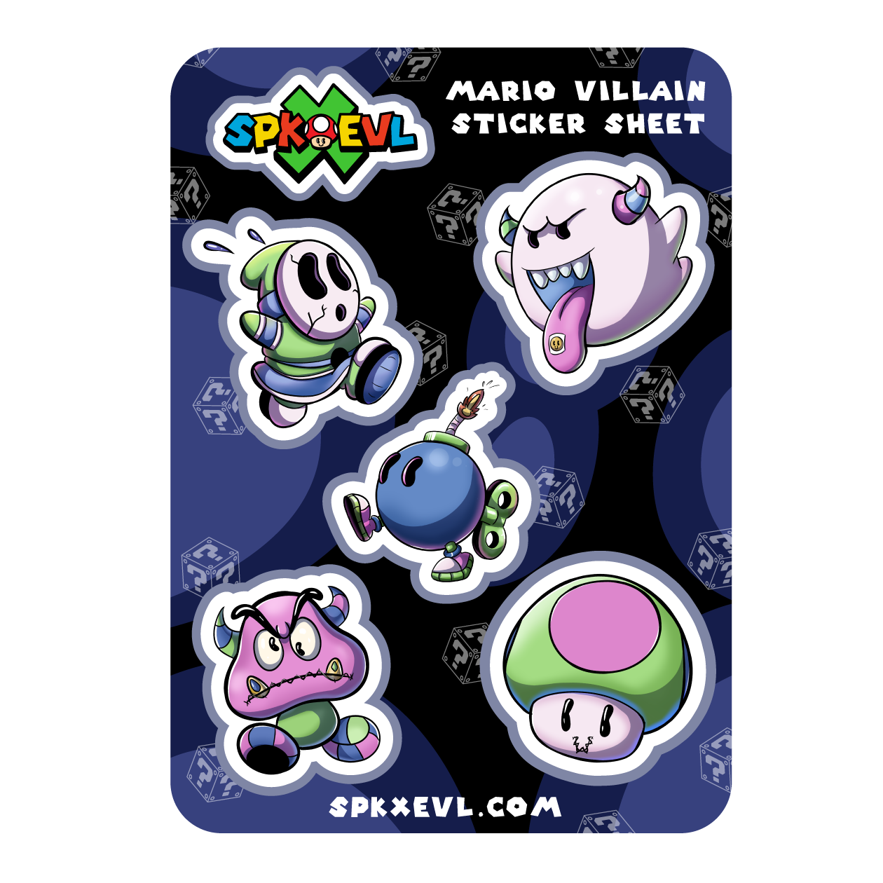 SpkXEvl x Mario Villain Mashup Sticker Sheet