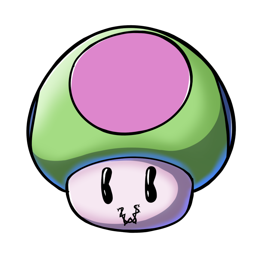 Holographic Glitter SpkXEvl x Mario Villain Mashup One Up Mushroom Sticker