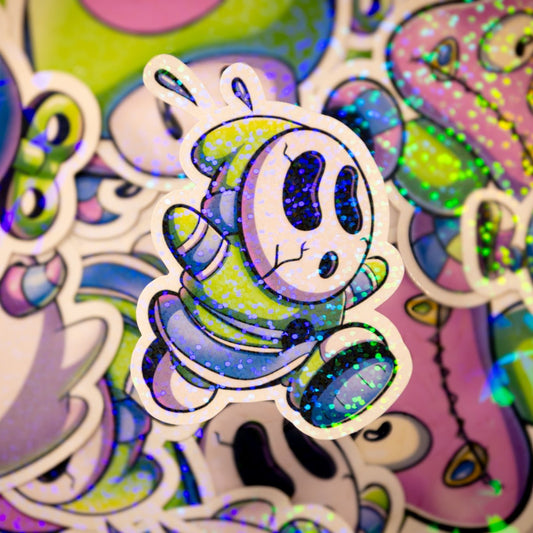 Holographic Glitter SpkXEvl x Mario Villain Mashup Shy Guy Sticker